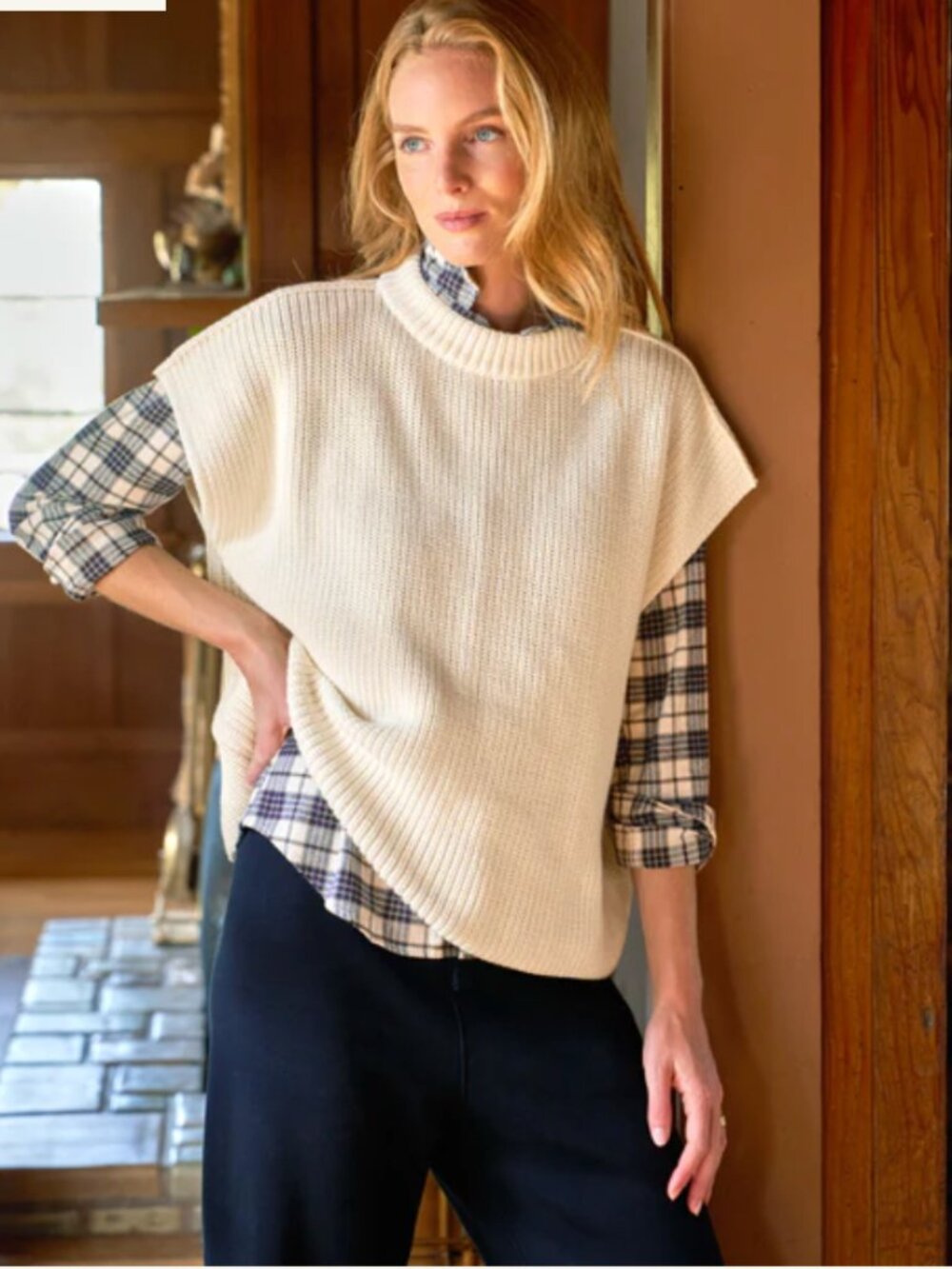 NEW Frank & Eileen Montecito Sweater Vest in Cream Size Medium